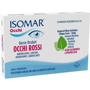 Isomar Occhi Rossi Gocce Oculari Acido Ialuronico 0,20% - Rinfrescanti e Lubrificanti, 10 Flaconcini Monodose