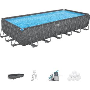 Bestway Piscina APX 365 Rettangolare 732x366x132 cm - Capacità 30045L per 11-15 Persone, Colore Marmo Scuro