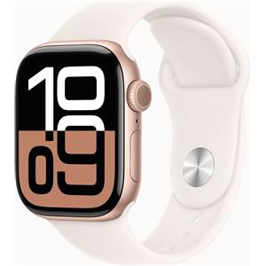 Apple Watch Series 10 Alluminio 42 mm (2024) | GPS + Cellular | rosé dorato | Cinturino Sport M/L | Rosa fard