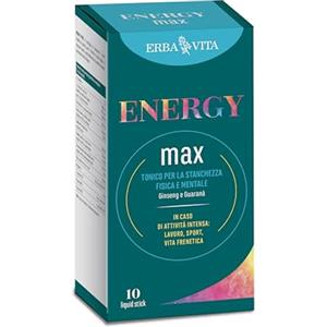 ERBA VITA Energy Max integratore alimentare, un supporto perfetto in caso di attività intensa, sport, lavoro e vita frenetica, 10 stick