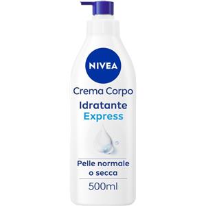 NIVEA Crema Corpo Idratante Express 500ml - Idratazione 72h, Formula Leggera con Acido Ialuronico e Minerali Marini per Pelle Normale o Secca