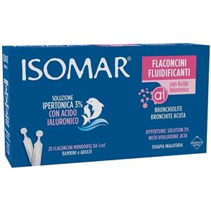 Isomar Flaconcini Fluidificanti Ipertonici 3% con Acido Ialuronico - 20 Flaconcini Monodose da 5 ml