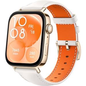 HUAWEI WATCH FIT 3, Display AMOLED da 1.82", Design ultra-sottile, Monitoraggio completo del fitness, Monitoraggio salute 24h, Compatibilità con iOS e Android, Chiamate Bluetooth, Bianco (Pelle)