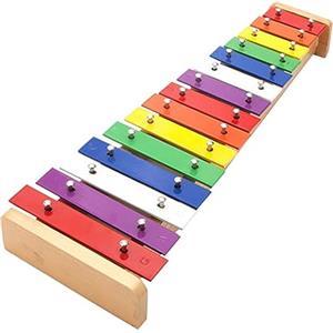 Dilwe Xilofono per Bambini a 15 Toni, Xilofono in Legno Colorato in Metallo Pianoforte a Mano per Bambini per la Prima Educazione