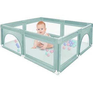 OHMG Box per Bambini,120 * 120 * 66cm Recinto per Baby Tessuto Oxford 300D,Recinto per Bambini Extra Grande Box Neonato con Morbida Rete TraspiranteCentro Attività per Bambini,50 Palline