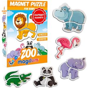 Magdum Magneti animali per bambini - 6 puzzle magnetici Zoo - 18 PCS | Animale magnetico educativo per frigorifero, lavagna bianca - Giocattoli Montessori per aula, casa - Regalo per bambini