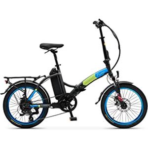 Argento Piuma Foldable E-bike, Ruote 20, Autonomia Max 70 km, Motore 250W, Batteria 374W, Cambio Shimano 7 Rapporti, Peso Max Supportato 100 kg, Blu, AR-BI-210001