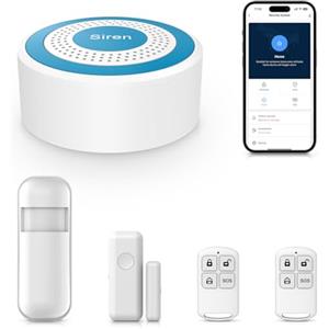 XNH 5 Pezzi Sistema di Allarme, Antifurto, Allarme Casa senza Fili con Avvisi APP, Sensori Porta e Finestra, Rilevatore di Movimento, Telecomandi, Compatibile con Alexa e Google Assistant
