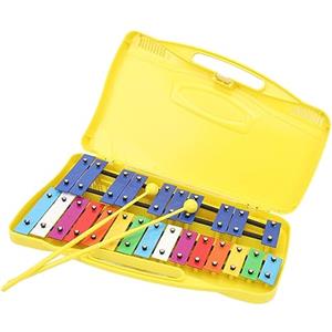 Hamwesh Xilofono Professionale, 25 Note Glockenspiel con Custodia e 2 Mazze Strumenti a Percussione Colorato per Principianti di Insegnamento della Musica Materiale in Alluminio Resistente