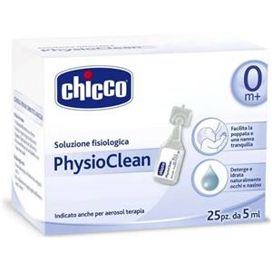 Chicco Physioclean - Soluzione Fisiologica Sterile 0M , 25 Flaconcini da 5ml per Detersione e Idratazione Nasale