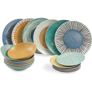 Villa D'Este Marea Servizio Piatti In Porcellana Colorata Set 18 Pz