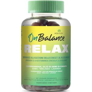 Aquilea | On Balance Relax | 60 Caramelle gommose (Frutti di bosco) | Ashwagandha, GABA, Melissa e Lavanda | Stress, equilibrio mentale e stabilità | Integratori | Ashwagandha