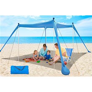 YENGIAM Baldacchino da spiaggia YENGIAM tenda da spiaggia pop up parasole portatile extra antivento corda stabile protezione solare con borsa per il trasporto facile da installare per la famiglia all'aperto