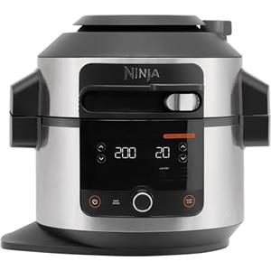 Ninja Foodi Multicooker con Coperchio SmartLid, 11 Funzioni di Cottura Intelligente, 6L, Pentola a Pressione, Friggitrice ad Aria, Cottura a Vapore, Lenta, al Forno, Griglia, Acciaio Inox, OL550EU