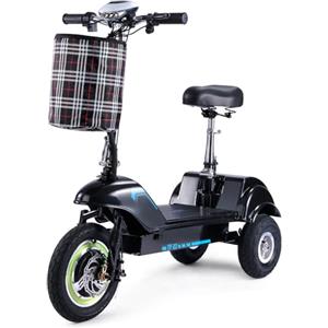 TWOFISH Triciclo Elettrico Pieghevole, Motore da 500W Batteria da 48V 15Ah, Autonomia 38 km Pneumatici da 12/10 Pollici Velocità Massima 25 km/h, Carico 100 kg,TF-03 (Nero e blu)