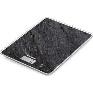 Soehnle Page Compact 300 Slate, bilancia da cucina digitale con motivo in ardesia, peso fino a 5 kg, bilancia per uso domestico con sensore touch brevettato, bilancia elettronica con batterie incluse