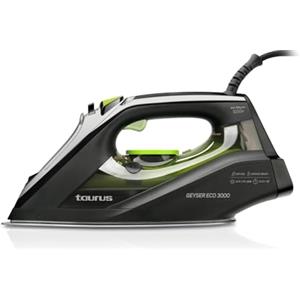 Taurus Ferro da stiro a vapore 3000 W di potenza, corsa di vapore di 200 g/min, con punta di precisione, posizione ECO, suola anodizzata, scorrevole, sistema anticalcare, spruzzo d'acqua, colore nero