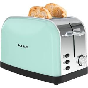 Taurus - Tostapane Vintage II Mint 950W | 2 Fessure 135x35mm | 7 Livelli | 3 Funzioni | Inox | Centratura automatica | Raccoglibriciole | Sollevamento extra | Avvolgicavo | Verde menta