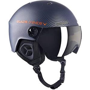 BLACK CREVICE Casco da sci Gstaad I Casco da sci con visiera stile pilota in diversi colori I Casco da sci per Uomo & Donna I Casco da sci in policarbonato I Casco traspirante I Regolabile (S/M (54-57 cm), carbon navy/orange)
