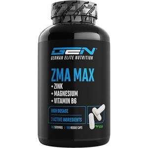 GEN GERMAN ELITE NUTRITION ZMA MAX - 180 Capsule - Dose extra alta - Zinco + Magnesio + Vitamina B6 - Premium: con 3 composti di magnesio - Vegan