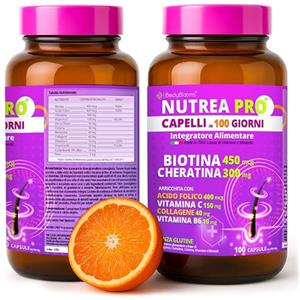 Bodyblooms Biotina capelli in 100 giorni NUTREAPRO® |Linea integratori per capelli con 12 vitamine per capello di cui Ferro, biotina cheratina e zinco| 100 giorni di trattamento | integratore capello donna uomo