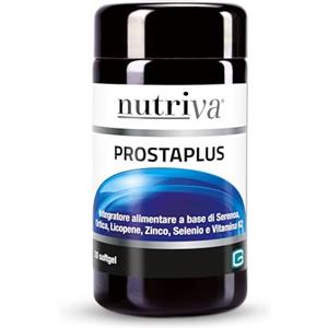 NUTRIVA Prostaplus, Integratore alimentare per il Benessere della Prostata e la Funzionalità delle Vie Urinarie, a base di Serenoa, Ortica, Zinco, Licopene, Selenio, Vitamina K2, 30 softgel, 1 Mese