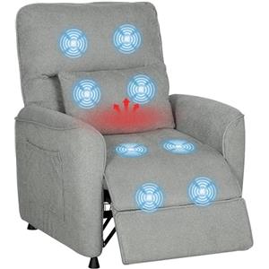 HOMCOM Poltrona Relax Elettrica Massaggiante e Riscaldante, Silenziosa, Poltrona Reclinabile 150° in Ciniglia con Cuscino, Funzione Memory, 2 Telecomandi, Poggiapiedi, Soggiorno Ufficio, Grigio Scuro