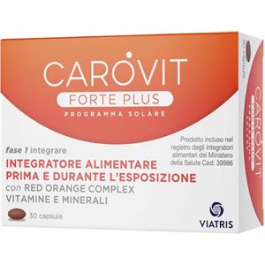 Carovit Forte Plus - Integratore Alimentare per Abbronzatura - 30 Capsule con Estratti Vegetali e Vitamine