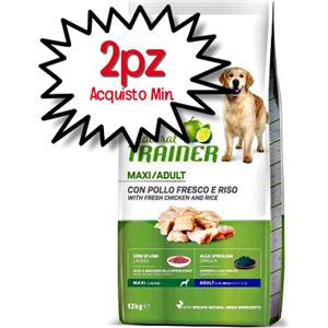 Trainer Natural Maxi Adult con Pollo Fresco e Riso - Alimento Secco Completo per Cani Adulti di Taglia Grande - 12 kg