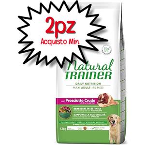 Trainer Natural Maxi Adult Crocchette 12 kg con Prosciutto Crudo e Riso - Alimento Completo per Cani Adulti di Taglia Grande