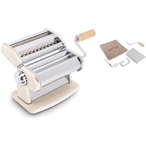 Imperia IPasta Classica. Macchina per la pasta 100% Made in Italy. Macchina pasta fresca in acciaio. Sfogliatrice manuale con manovella. Crea una sfoglia per Lasagne, Tagliolini, Fettuccine. (Crema)