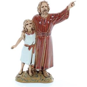 Moranduzzo Uomo con Bimba H Max 9,2 cm per Presepe da Cm 10 - STANDARD 10 - Statuine Indistruttibili, Stile Arabo, Pittura Rifinita a Mano, Prodotto Ufficiale, Made in Italy, Scultore M. Landi