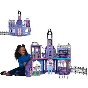 Monster High - Scuola Infestata, playset casa delle bambole con 7 aree di gioco tra cui la Sala da Sbrano e l'aula, include 35+ accessori e mobili, giocattolo per bambini, 4+ anni, HLP88
