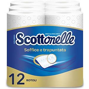 Scottonelle Carta Igienica Soffice e Trapuntata, Confezione da 12 Rotoli