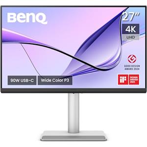 BenQ MA270U Monitor per MacBook Pro/Air 27" 4K 3840x2160, Due USB-C, Alimentazione 90W, Compatibile con colori Mac, Hub USB, Comandi volume/luminosità per Mac, Supporto regolabile, Gamma colore P3
