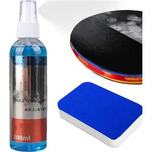 Cutiolly Kit per Pulizia della Gomma Ping Pong,200ML Pulitore per Racchette da Ping Pong con Spugna,Kit per la Cura della Racchetta da Pong,Elimina Sporco e Polvere