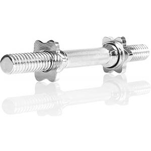 MOVIT Barre Manubri - 2 kg, Singolo o Set da 2, Lunghezza 35 cm, Ø 30 mm, Cromato, Impugnatura Antiscivolo, Chiusura a Stella - Barra, Bilanciere, Manubrio Corto, Allenamento, Fitness, Palestra, Pesi