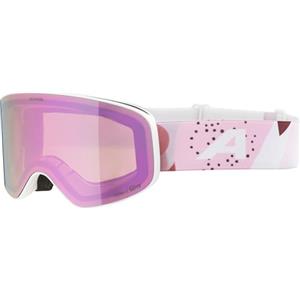 ALPINA FERNIE Q-LITE - Maschera da sci specchiata per bambini, lenti OTG contrastanti e polarizzate, ideale per chi porta gli occhiali, protezione UV 100%, white-rose matt