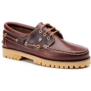 Jam Scarpe da barca da uomo, classiche, a 3 occhielli, in pelle marrone, marrone, 44 EU