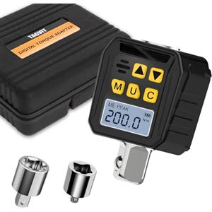 TAGVIT Adattatore Chiave Dinamometrica Digitale 1/2, 10-200Nm Dinamometro Digitale, Adattatori da 1/4 3/8 con Preimpostata, Buzzer, LED e Avviso Acustico per Bici Auto Moto