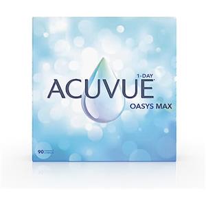 ACUVUE OASYS MAX 1-Day, lenti a contatto giornaliere; Comfort tutto il giorno e visione nitida, filtrano la maggior parte della luce blu-viola;-12.00 diottrie; BC 8.5; DIA 14.30; 90 lenti