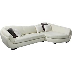 Vente-unique Divano ad angolo in pelle di bufalo a 5 posti CAIPI - Avorio - Angolo retto