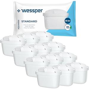 Wessper Filtro Acqua per Caraffa, Filtro dell'acqua a Carbone Attivo e Resina a Scambio Ionico, Cartucce Acqua Filtro di Ricambio Aquaphor, Amazon, Philips, Pearlco - 12 pezzi