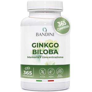 Bandini® Ginkgo Biloba 6.000mg, 365 Compresse (1 Anno di scorta) Estratto 50:1 di Ginko Biloba con Glicosidi Flavonici e Lattoni Terpenici, Gingko Integratore Nootropico 100% Vegan, Senza OGM
