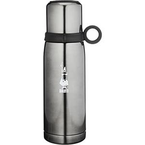 Bialetti To Go Bottiglia Termica con Coperchio-Tazza, con Doppia Parete, Mantiene Il Caldo per 12 h e Il Freddo per 24 h, Capacità 460 ml, Acciaio, Grigio Scuro