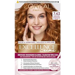 L'Oréal Paris Excellence Crème 7.43 colore per capelli Rosso - Colorazione per capelli (rosso, blond cuivré doré, Belgio, 63 mm, 100 mm, 163 mm)