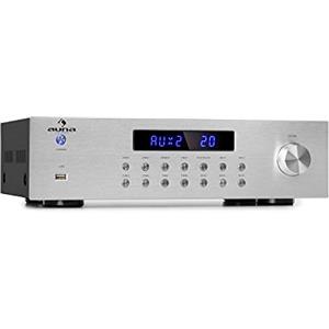 Auna Amplificatore Audio Stereo, Amplificatore Hifi, Impianto Stereo Casa, Controllo degli Alti, Amplificatore Subwoofer e Casse hifi con Potenza Audio 4 Canali, Telecomando, Ingresso AUX per MP3 e CD