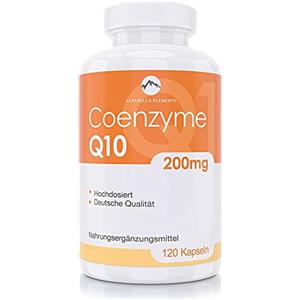 ALPARELLA ELEMENTS Coenzima Q10 200mg - 120 Cápsulas Veganas - Alta Dosis - Fabricado en Alemania - Coenzima Q10 Pura con Glicina NAC Resveratrol Glutation NAD L-Carnitina NMN Colageno