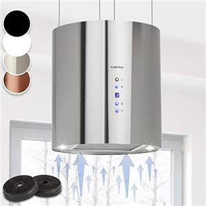 Klarstein Cappa Sospesa Cucina con LED, Flusso d'Aria 558m³/h, per Isola a Candelabro, con Filtri Antigrasso e Filtri a Carboni Attivi