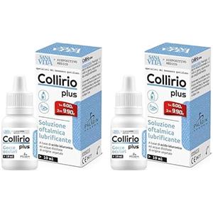 Sanavita - Collirio Plus, 0.4% di Acido Ialuronico Flaconcino pluridose 10ml (Confezione da 2)